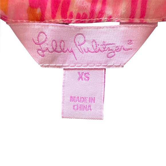 Lilly Pulitzer Oh Shello Dusk Racerback Silk Tank Top Pink Blue size XS - Picture 4 of 5